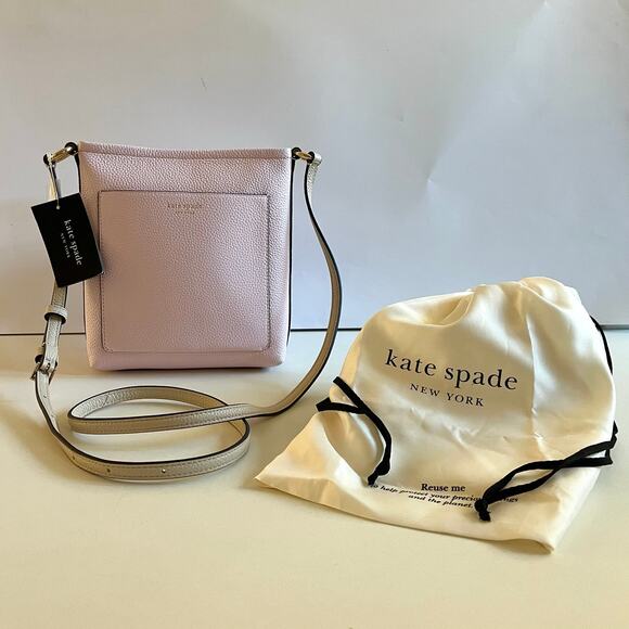 KATE SPADE + DUST BAG, Ava Color Block, Pebbled Leather Crossbody, Shimmer Pink - Picture 1 of 12